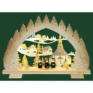 LED Midi Schwibbogen Seiffen exklusiv Beleuchtung 35x25x5cm Spielzeugdorf Ort