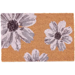 Relaxdays Fußmatte Kokos, Türvorleger Blumen, 40x60 cm, rutschfest, wetterfest, Fußabstreifer innen & außen, Mehrfarbig