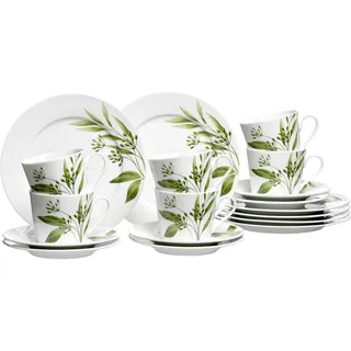 Ritzenhoff & Breker Evora Kaffeeservice 18-tlg. grün mit Botanik-Motiv