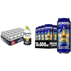 Corona Extra Premium Lager Dosenbier (24 X 0.33 l) und Rockstar Energy Drink Blueberry (12 x 500ml)