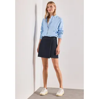 Jeansrock STREET ONE, Damen, Gr. 38, rinse blau washed, Web, Obermaterial: 83% Baumwolle, 15% Polyester, 2% Elasthan, unifarben, körpernah ca. Mitte Oberschenkel, Röcke Jeansrock, Sommer Denim Rock in Wickeloptik