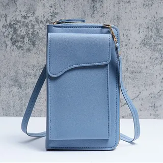 Elegante Handtasche mit Geldbörse für Smartphones - Blau 18x11x5 cm KP31943 - Blau