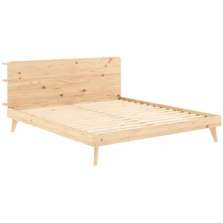 Karup Design »RETREAT BED« aus Kiefer massiv mit Lattenrost, Kopfteil mit 3 Ablagen,
