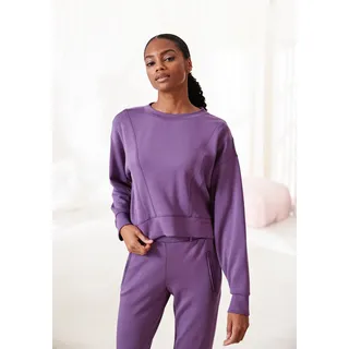 Sweatshirt FRENCH CONNECTION, Damen, Gr. 44/46, lila, Obermaterial: 55% Viskose (LENZINGTM ECOVEROTM), 40% Polyester, 5% Elasthan, unifarben, Basic, bequem hüftlang, Rundhals, Bündchen, Sweatshirts Sweatshirt, mit überschnittenen Schultern