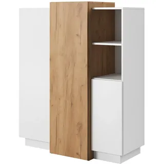 masseno Highboard Tres 110 x 134 x 45 cm Weiß / Orange
