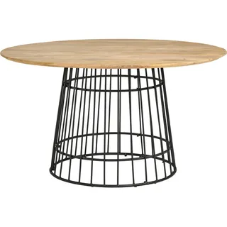 Livetastic Esstisch , Naturfarben , Holz, Metall , Mangoholz , massiv , rund , konisch , 76x140x140 cm , Holzmöbel, Holztische, Esstische Holz, Massivholztische