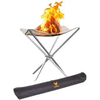 FENNEK HIGH FIRE Titan | Hochwertiges, transportables XL Feuernetz aus hitzebeständigem Edelstahl | Gestell aus Titan | 60 x 60 x 63 cm | Mit Tasche | Perfekt für Daheim oder den mobilen Einsatz