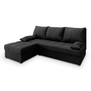 masseno Ecksofa Rita M mit Schlaffunktion L-Form, Sofa mit Bettkasten, Wohnzimmersofa, Couch, Soffa, Bettsofa, Couchgarnitur- Schwarz, MONOLITH 95 - Schwarz