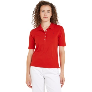 Tommy Hilfiger Damen Poloshirt Kurzarm 1985 Reg Pique Polo Ss Regular Fit, Rot (Fierce Red), XXL