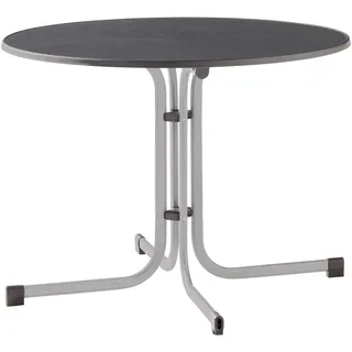 Sieger Gartenklapptisch , Anthrazit, Graphitfarben , Metall , rund , Rundrohr, Sternfuß , 100x72x100 cm , klappbar, platzsparend , Gartenmöbel, Gartentische, Klapptische