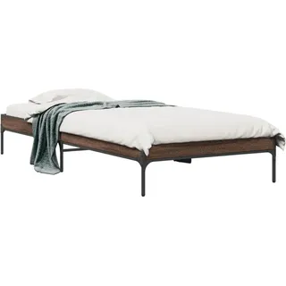 vidaXL Bettgestell Braun Eichen-Optik 100x200 cm Holzwerkstoff Metall - Braun