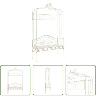 The Living Store Gartenbank 122 cm Eisen Antik Weiß - Weiß