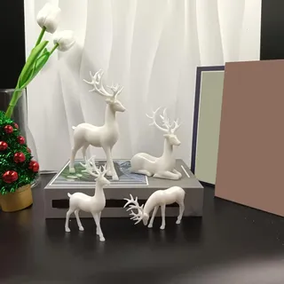Kashyke 2 Stücks Weihnachtsdeko Rentier Figure Hirsch Elch Statuen Skulpturen Tier Figur Dekofigur Groß,Weihnachten Deko Innen Elegant Rentier Hirsch für Wohnzimmer,Küche,Tisch (Weiß – 4 Stücks)