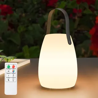 MALUX Led Tischlampe Akku Mit Fernbedienung Warmweiß 8 Farben Dimmbar Tischleuchte Outdoor Wasserdicht Ideales Dekor Für Ihr Haus Und Garten(Kieselgel)