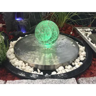 Köhko® Glaskugelbrunnen „Saturn“ 21010 Springbrunnen Kugelleuchte - Schwarz