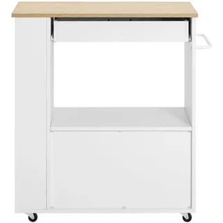 SoBuy FKW113-WN Servierwagen Küchenwagen Kücheninsel Küchenschrank Rollwagen Küchentrolley Mikrowellenschrank Küchenrollwagen Weiß BHT ca.: 75x83x46cm - Weiß