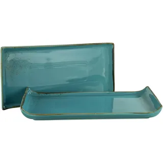 CreaTable Servierplatte NATURE COLLECTION, türkis Steinzeug, B/L: ca. 165x33 cm - türkis
