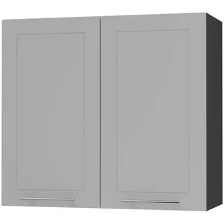 Feldmann-Wohnen Küchenhängeschrank Kvantum W3/80 Dust Grey Matt / Schwarz Matt 80 / 32,5 / 72cm , Grau, Schwarz , Holz , Rechteckig , 80x72x32.5 cm , Küchen, Küchenmöbel, Küchenschränke, Küchenoberschränke
