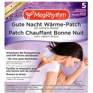 MegRhythm Gute Nacht Wärme-Patch - Inhalt: 5 Wärmende Nacken-Pflaster - Entspannung und hilft Stress abzubauen - Mit Lavendel-Duft