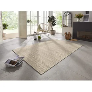 ELLE Decoration Arras In- und Outdoor Teppich – Handmade-Look Modernes Design Flachgewebe – Wetterfest für Terrasse, Balkon, Wohnzimmer, Küche, Büro und Schlafzimmer in Naturbraun, 200x290cm