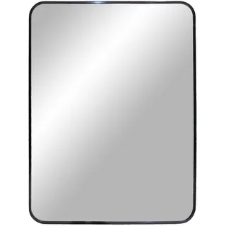 Wandspiegel , Schwarz , Metall, Glas , rechteckig , 70x50x3 cm , Garderobe, Garderobenspiegel