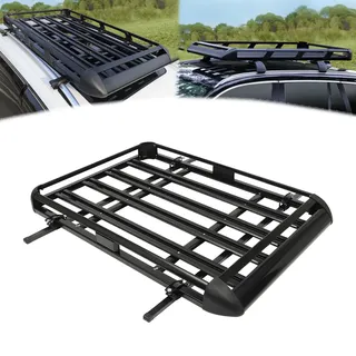 Dachgepäckträger 140cm, Dachkorb Auto Aluminium, Auto Dachträger Dach Einstellbare Breite 100-135cm, bis 150 kg balastbar, Schwarz Gepäckträger Gepäckkorb für SUV