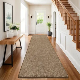 SHACOS Langer Teppich Läufer Braun 60x240 cm Läufer Flur rutschfest Teppichläufer Modern Weich Flurteppich Flurläufer Lang Küchenteppich Waschbar Teppich Flur für Küche, Eingang, Wohnzimmer