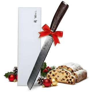 Wakoli EDIB Damastmesser Brotmesser I 20 cm Klinge I Pakkaholzgriff
