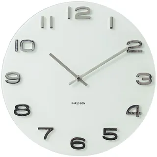 Karlsson Wanduhr Vintage - Weiß - Ø35cm | Rund - skandinavisch - Glas - Wanduhr Modern Wohnzimmer - Wanduhren
