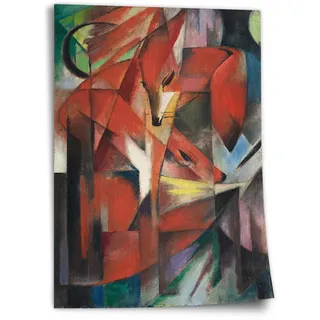 Printistico Poster Franz Marc - Füchse (1913) Kunstdruck ohne Rahmen, Wandbild - A4, A3, A2, A1, A0, XXL - Wohnzimmer, Schlafzimmer, Küche, Deko