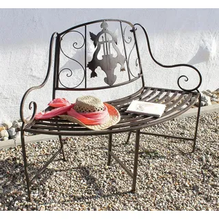 DanDiBo Gartenbank Metall Halbrund 130838 Gartenbank Sitzbank Baumbank 2 Sitzer 116 cm Rundbank - Braun