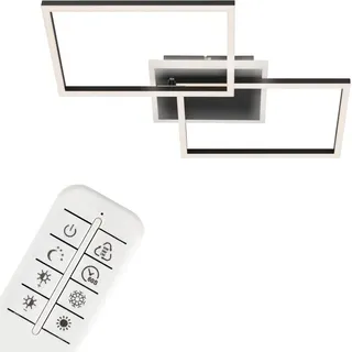 BRILONER FRAME LED Deckenleuchte, Fernbedienung, Dimmbar, CCT Farbtemperatursteuerung, Backlighteffekt, schwarz, 50 x 38,8 x 8 cm - Schwarz