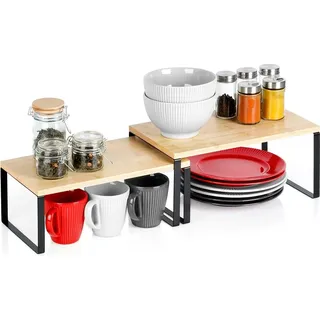 Küchenregal aus Holz 33,5x19,5x16 cm / 33,5x18,5x13,5 cm 2 Stk. - Braun