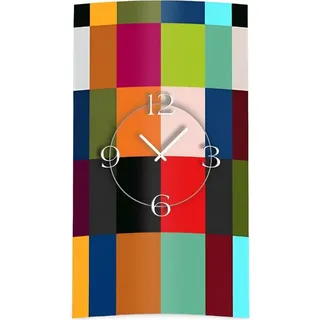 Color Blocking Designer Wanduhr modernes Wanduhren Design leise kein ticken DIXTIME 3D-0320 - Rot