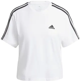 adidas Damen Essentials 3-Stripes Single Jersey Crop Top, White/Black, XL