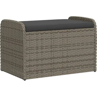 Sitzbank mit Stauraum & Kissen Grau 80x51x52 cm Poly Rattan - Grau