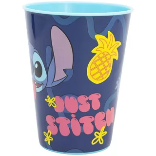 Stor Plastikbecher für Kinder mit Disney-Stitch-Grafik 260 ml, BPA-frei, wiederverwendbar und waschbar, nicht mikrowellengeeignet