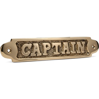 NKlaus Maritimes Türschild Captain Schriftzug aus Messing 16x3,7cm Nautische Dekoration 11758