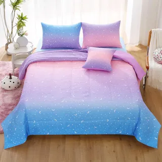 JQinHome Bettwäsche-Set für Doppelbett, 6-teiliges Bett in Einer Tasche, 3D-Glitzer-Bettwäsche-Set, für alle Jahreszeiten, Mikrofaser, Regenbogen-Bettwäsche-Sets für Mädchen und Frauen