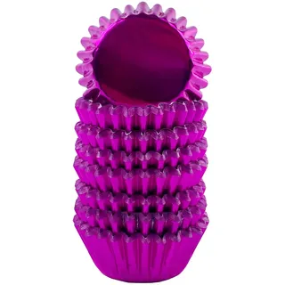 Miss Bakery's House® Mini-Muffinförmchen Folie - Ø 32 mm x 20 mm - Magenta - 120 Stück - Papierbackform für kleine Muffins und Cupcakes - Metallic-Look