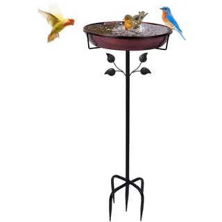 Vogeltränke Stehend, 31.5 Zoll Vogeltränke für Draußen Garten,Abnehmbares Vintage Metall Vogelbad für Garden Dekor & Outdoor Patio, Vogelfutter Winterfest Wasserschale(Antike Bronze)