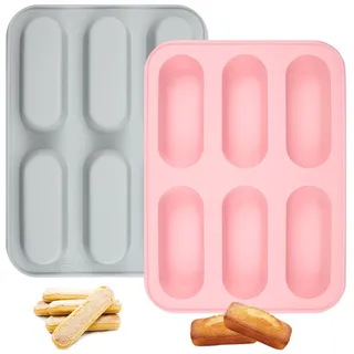 2 Stück Silikon Mini Kastenform und Brotbackform, 22x16x1.9 cm Antihaft Mini Backform, Antihaft Müsliriegel Backform Silikonform, Silikon Backform für Brot, Schokolade, Brownie Kuchen, Seife, Harz