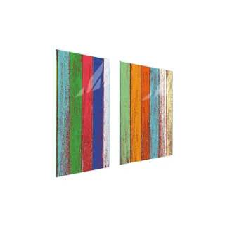 Herdabdeckplatten 2 teilig 75x52 Ceranfeld Abdeckung Glas Schneidebrett Holz Bunt
