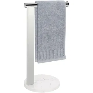 Siyzda Handtuchhalter für Badezimmer, L-förmiger stehender Handtuchhalter, Handtuchstange, Küche, Waschtisch, Arbeitsplatten-Organizer, SUS304 Edelstahl-Material (Marmorsockel, Chrom)