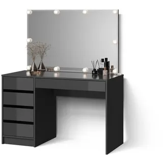 livinity Livinity® Schminktisch Imola, 120 cm mit LED Beleuchtung, Anthrazit - Grau