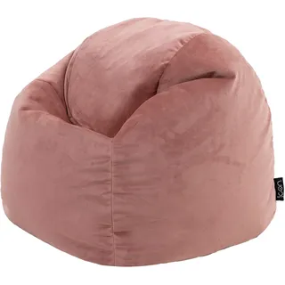 I.C.O.N. Icon Kingston Sitzsack Kinder, Rosa, Flauschiger Samtstoff, Sitzsack Samt mit Füllung, Bequemer Kinder Sessel, Kuschelsessel, Lese Sessel, Schlafzimmer, Kinderzimmer, Spielzimmer