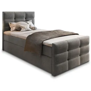 masseno Boxbett mit Bettkasten - grau , Maße cm B: 80 80x200 Komplett-Set Matratze und Topper, Polsterbett mit Bettkästen Cosmic 160