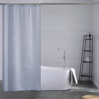 Furlinic Schmaler Duschvorhang für Eck Dusche und Kleine Badewanne, Badvorhang Textil aus Polyester Stoff schimmelresistent Wasserabweisend und Waschbar Grau Blau 85x180 mit 6 Duschvorhangringen.