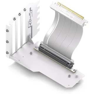 EZDIY-FAB Vertikale GPU-Halterung mit High-Speed PCIE 4.0 Riser Kabel,Shield Series,115mm/4.52in Flexible Verlängerung, 90 Grad Stecker,nur Kompatibel zu Voll Geöffneten PCIe Slots-Weiß-YIHPI344-1
