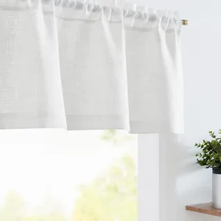 TOPICK Sheer Scheibengardine Weiß Voile Bistrogardine 2er Set Transparent Gardine Gaze Schals Fensterschal Kurzstore Klein Fenster für Küche Wohnzimmer Landhaus 2 Stück 130B x 40H(cm)